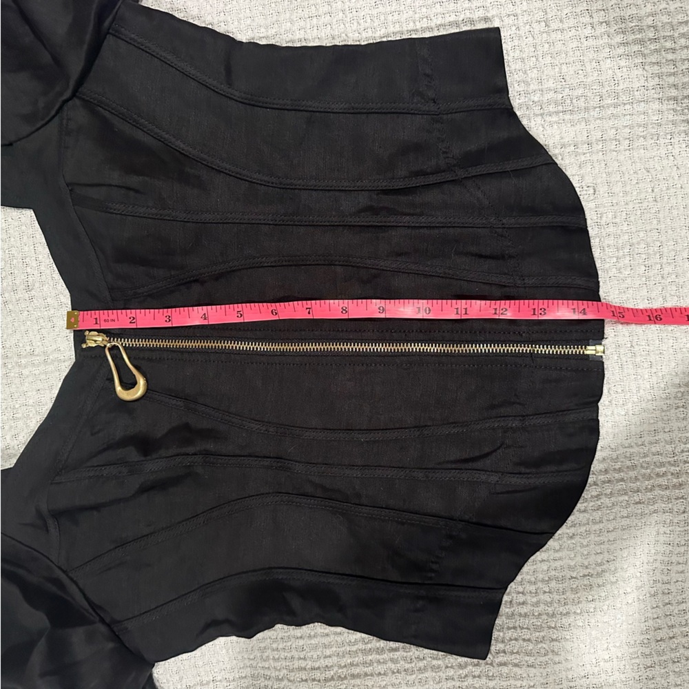Aje Giselle Long Sleeve Corset Top with gold metal hardware size 12 in black - Picture 14 of 15